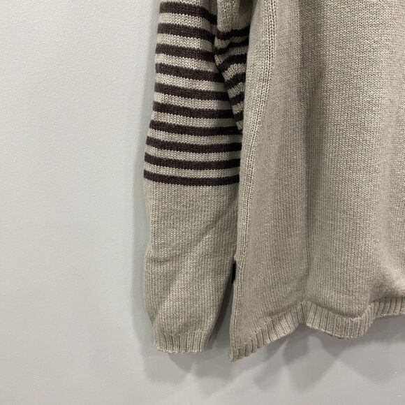 PATAGONIA L Gray Striped LS Crewneck Knit Sweater Lambswool Preppy Ski Outdoors - Picture 16 of 16